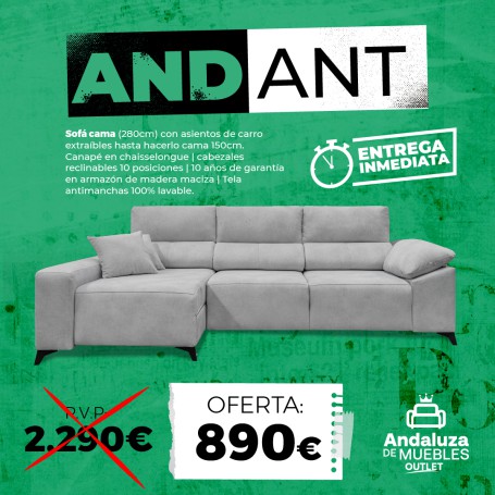 Sofá chaiselongue ANDANT en superoferta - ANDALUZA DE MUEBLES