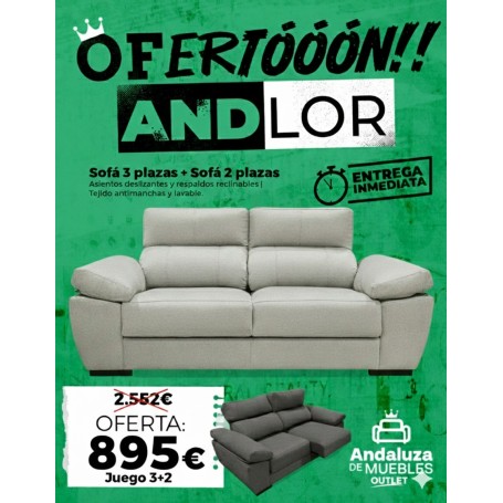 Sofá 3 plazas ANDMOR en superoferta - ANDALUZA DE MUEBLES