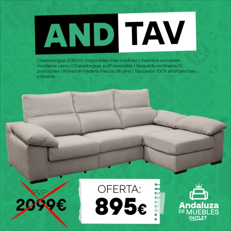 Sofá chaiselongue ANDTAV en superoferta - ANDALUZA DE MUEBLES